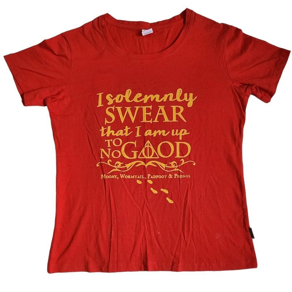 Hiclol red Harry Potter I solemnly swear that I'm up to no good t shirt sz M